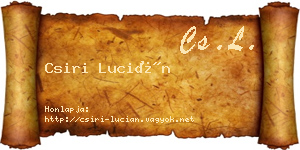 Csiri Lucián névjegykártya